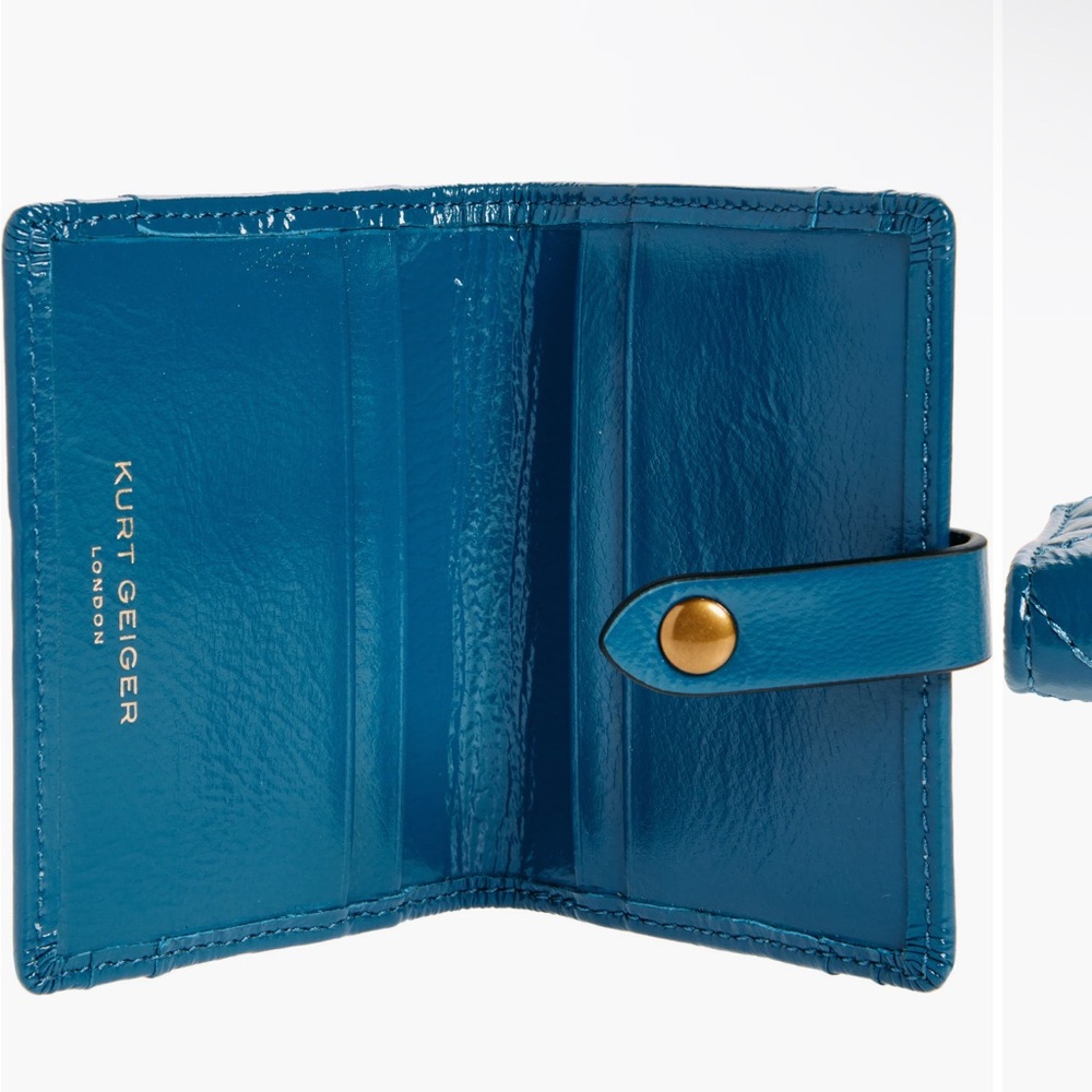 KURT GEIGER Quilted Turquoise/Aqua Bifold Card Wallet